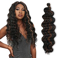 4 Packs 20 Authentic Ocean Wave Crochet Hair Deep Wave Braiding Hair Body Wave Braids Synthetic Hair Extensions Kanekalon Fib