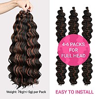 4 Packs 20 Authentic Ocean Wave Crochet Hair Deep Wave Braiding Hair Body Wave Braids Synthetic Hair Extensions Kanekalon Fib