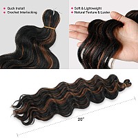 4 Packs 20 Authentic Ocean Wave Crochet Hair Deep Wave Braiding Hair Body Wave Braids Synthetic Hair Extensions Kanekalon Fib