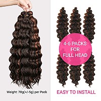 6 Packs 20 Authentic Ocean Wave Crochet Hair Deep Wave Braiding Hair Body Wave Braids Synthetic Hair Extensions Kanekalon Fib