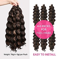 6 Packs 20 Authentic Ocean Wave Crochet Hair Deep Wave Braiding Hair Body Wave Braids Synthetic Hair Extensions Kanekalon Fib