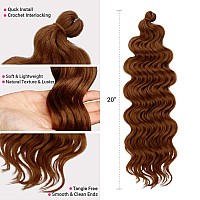 6 Packs 20 Authentic Ocean Wave Crochet Hair Deep Wave Braiding Hair Body Wave Braids Synthetic Hair Extensions Kanekalon Fib