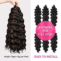 6 Packs 20 Authentic Ocean Wave Crochet Hair Deep Wave Braiding Hair Body Wave Braids Synthetic Hair Extensions Kanekalon Fib