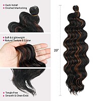 6 Packs 20 Authentic Ocean Wave Crochet Hair Deep Wave Braiding Hair Body Wave Braids Synthetic Hair Extensions Kanekalon Fib