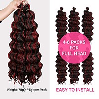 6 Packs 20 Authentic Ocean Wave Crochet Hair Deep Wave Braiding Hair Body Wave Braids Synthetic Hair Extensions Kanekalon Fib