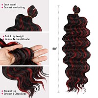 6 Packs 20 Authentic Ocean Wave Crochet Hair Deep Wave Braiding Hair Body Wave Braids Synthetic Hair Extensions Kanekalon Fib