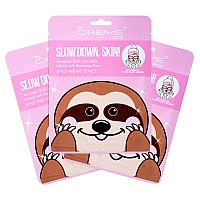 The Creme Shop Animal Sheet Mask Korean Hydrating Collagen Vitamin C Antiaging Pack Of 3 Sloth