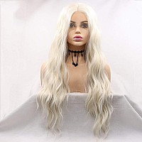 Xiweiya 60 Cosplay Platinum Blonde Lace Wigs 13X3 Lace Long Curly Lace Front Wigs Synthetic High Density Wigs Blonde White Wig