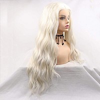 Xiweiya 60 Cosplay Platinum Blonde Lace Wigs 13X3 Lace Long Curly Lace Front Wigs Synthetic High Density Wigs Blonde White Wig