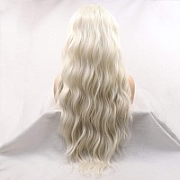 Xiweiya 60 Cosplay Platinum Blonde Lace Wigs 13X3 Lace Long Curly Lace Front Wigs Synthetic High Density Wigs Blonde White Wig