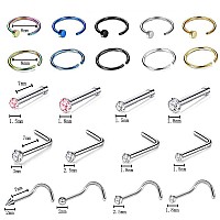 Jconly 46Pcs Ear Nose Lip Piercing Kit 20G 18G Professional Colorful For 316L Steel Needles Clamps