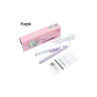 Flat Iron Mini Hair Straightener And Curler 2 In 1 For Ceramic Tourmaline Plate Beauty Heating Salon Us Plug Purple