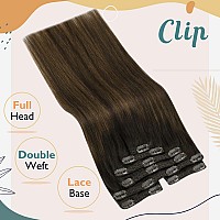 Vesunny Clip In Hair Extensions Human Hair Brown Human Hair Clip Ins Extensions Balayage Clip On Human Hair Extensions Dark Brow