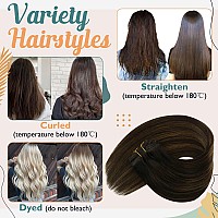 Vesunny Clip In Hair Extensions Human Hair Brown Human Hair Clip Ins Extensions Balayage Clip On Human Hair Extensions Dark Brow