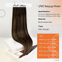 Full Shine Clip In Hair Extensions Real Human Hair Balayage Darkest Brown To Light Brown Hair Extension Clip Ins For Short Hair