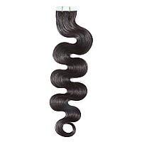 22 Inch Remy Tape In Hair Extensions Wavy Human Hair 1B Body Wave 20Pcs 50G Hair Seamless Skin Weft Glue In Human Hairpieces Wi