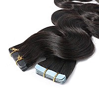 22 Inch Remy Tape In Hair Extensions Wavy Human Hair 1B Body Wave 20Pcs 50G Hair Seamless Skin Weft Glue In Human Hairpieces Wi