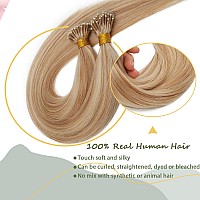 Sego Nano Bead Ring Human Hair Extension Pre Bonded Nano Tip Remy Hair Extensions Micro Beads Rings Loop Hand Tied Hairpiece 20