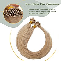 Sego Nano Bead Ring Human Hair Extension Pre Bonded Nano Tip Remy Hair Extensions Micro Beads Rings Loop Hand Tied Hairpiece 20