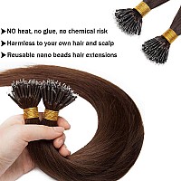 Sego Nano Bead Ring Human Hair Extension Pre Bonded Nano Tip Remy Hair Extensions Micro Beads Rings Loop Hand Tied Hairpiece 16