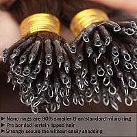 Sego Nano Bead Ring Human Hair Extension Pre Bonded Nano Tip Remy Hair Extensions Micro Beads Rings Loop Hand Tied Hairpiece 16