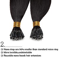 Sego Nano Bead Ring Human Hair Extension Pre Bonded Nano Tip Remy Hair Extensions Micro Beads Rings Loop Hand Tied Hairpiece 20