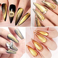 Mizhse Universal Gold Cat Eye Gel Nail Polish 9D Wide Magnetic Gel Polish With Magnet Stick 10 Ml Galaxy Effect Bright Glitter