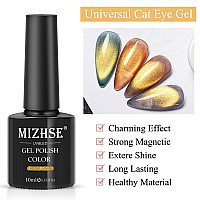 Mizhse Universal Gold Cat Eye Gel Nail Polish 9D Wide Magnetic Gel Polish With Magnet Stick 10 Ml Galaxy Effect Bright Glitter