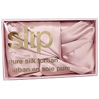 Slip Silk Turban in Pink, One Size (21?? 28?? - Double-Lined Pure Mulberry Silk 22 Momme Hair Turban - Hair-Friendly, Lightweight and Multipurpose Head Wrap + Sleeping Cap for Curly + Thick Hair Types