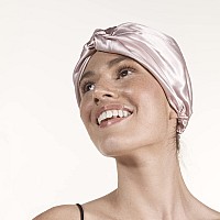 Slip Silk Turban in Pink, One Size (21?? 28?? - Double-Lined Pure Mulberry Silk 22 Momme Hair Turban - Hair-Friendly, Lightweight and Multipurpose Head Wrap + Sleeping Cap for Curly + Thick Hair Types