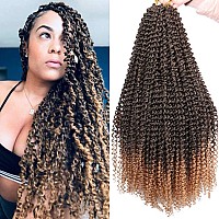 7 Packs Passion Twist Hair 22 Inch Water Wave Synthetic Braids for Passion Twist Crochet Braiding Hair Goddess Locs Long Bohemian Curl Hair Extensions (22Strands/Pack, T27#)