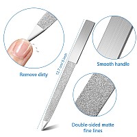 Mudder 6 Pieces Diamond Nail File Stainless Steel Double Side Nail File Metal File Buffer Fingernails Toenails Manicure Files Fo