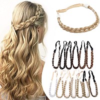 Hairro Braided Hairband Plaited Headband With Synthetic Hair Elastic Stretch 3 Strands For Women Girls 27G 26613 Blonde