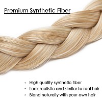 Hairro Braided Hairband Plaited Headband With Synthetic Hair Elastic Stretch 3 Strands For Women Girls 27G 26613 Blonde