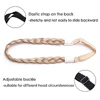 Hairro Braided Hairband Plaited Headband With Synthetic Hair Elastic Stretch 3 Strands For Women Girls 27G 26613 Blonde