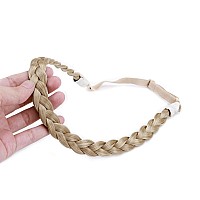 Hairro Braided Hairband Plaited Headband With Synthetic Hair Elastic Stretch 3 Strands For Women Girls 27G 26613 Blonde