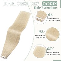 Rich Choices Tape In Hair Extensions Human Hair 40Pcs 100G Balayage Platinum Blonde 100 Remy Hair Extensions Real Human Hair Se