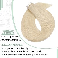 Rich Choices Tape In Hair Extensions Human Hair 40Pcs 100G Balayage Platinum Blonde 100 Remy Hair Extensions Real Human Hair Se