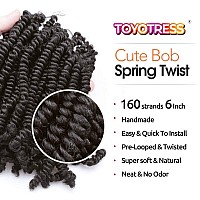 Toyotress Bob Spring Twist 6 Inch160 Strands Short Fluffy Twist Pretwisted Prelooped Crochet Install Hair Super Cute Ver