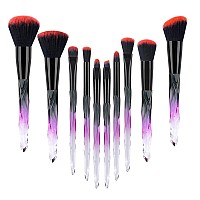 10Pcs Makeup Brush Set Cosmetic Foundation Brush For Liquid Makeup Contour Eyeshadow Blush Brush Black Red Acrylic Handle Spec