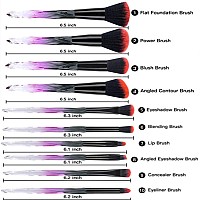 10Pcs Makeup Brush Set Cosmetic Foundation Brush For Liquid Makeup Contour Eyeshadow Blush Brush Black Red Acrylic Handle Spec