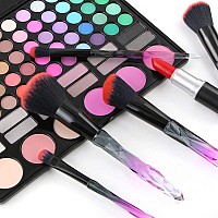 10Pcs Makeup Brush Set Cosmetic Foundation Brush For Liquid Makeup Contour Eyeshadow Blush Brush Black Red Acrylic Handle Spec