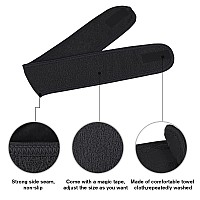 Leaflai Spa Headband, 4Pcs Make Up Wrap Head Terry Cloth Headband with Adjustable Magic Tape Non-slip Stretchable Washable Towel for Face Washing, Bath, Makeup, and Sport (Black)