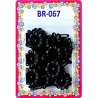 Tara Girls Self Hinge Plastic Flower Hair Barrettes 18 Pieces Selection Black