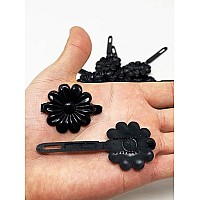 Tara Girls Self Hinge Plastic Flower Hair Barrettes 18 Pieces Selection Black