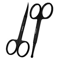 Utopia Care Curved and Rounded Facial Hair Scissors for Men - Mustache, Nose, Beard, Eyebrows, Eyelashes, and Ear Hair Cutting Scissors - Professional Stainless Steel Trimming Scissors - Black