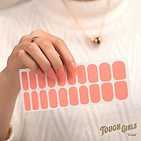 Tough Girls 20 Exquisite Gel Nail Polish Strips Wapplication Accessories No Uvled Lamp Required Coral