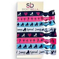 Sportybella Figure Skating Hair Accessories (Pink/Blue)- Hair Ties For Girls. No Crease, No Tug Hair Elastics. Hair Accessories For Girls w/Figure Skating Design. Ice Skating Ponytail Holders, 8pcs.