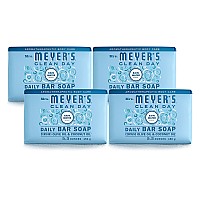 Mrs Meyers Clean Day Bar Soap Use As Body Wash Or Hand Soap Made With Essential Oils Rain Water 53 Oz 4 Bars