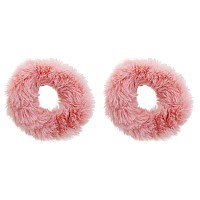 Small Fuzzy Fur Scrunchies Furry Pony Holder Set Of 2 Mauve